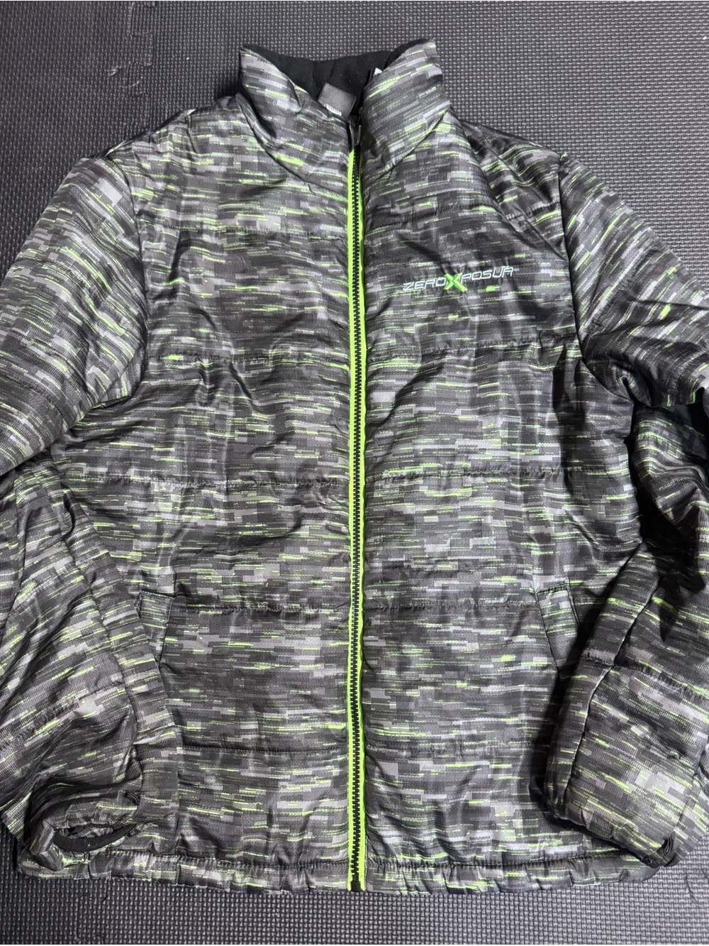 ZeroXposur Gray Puffer Jacket with Lime Green Trim boys size XL 18/20